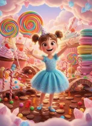 Birthday invitation template for a girl — Sweets, 7–12 years
