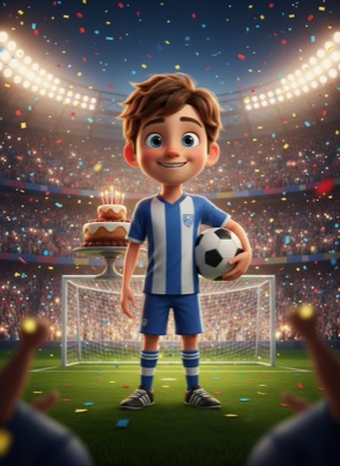 Birthday invitation template for a boy — Football, 7–12 years