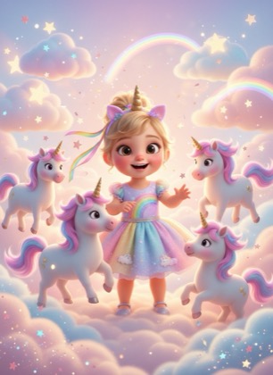 Birthday invitation template for a girl — Unicorn, 1–2 years